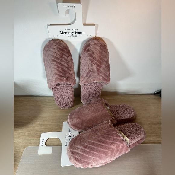 Charter Club Slippers High Density Memory Foam No Slip Sole Mauve Pink New Tags - Picture 1 of 4